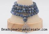 GMN5807 Hand-knotted 6mm matter sodalite 108 beads mala necklaces with charm