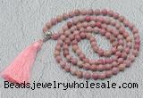 GMN601 Hand-knotted 8mm, 10mm pink wooden jasper 108 beads mala necklaces with tassel