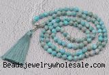 GMN611 Hand-knotted 8mm, 10mm sea sediment jasper 108 beads mala necklaces with tassel