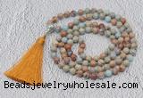 GMN612 Hand-knotted 8mm, 10mm serpentine jasper 108 beads mala necklaces with tassel