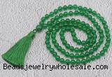 GMN62 Hand-knotted 8mm candy jade 108 beads mala necklace with tassel