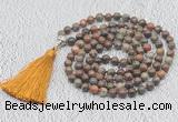 GMN622 Hand-knotted 8mm, 10mm ocean agate 108 beads mala necklaces with tassel