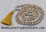 GMN628 Hand-knotted 8mm, 10mm feldspar 108 beads mala necklaces with tassel