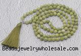 GMN635 Hand-knotted 8mm, 10mm China jade 108 beads mala necklaces with tassel