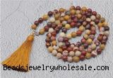 GMN637 Hand-knotted 8mm, 10mm mookaite 108 beads mala necklaces with tassel