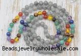 GMN6437 Hand-knotted 7 Chakra 8mm, 10mm labradorite 108 beads mala necklaces