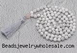 GMN657 Hand-knotted 8mm, 10mm white howlite 108 beads mala necklaces with tassel