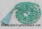 GMN695 Hand-knotted 8mm, 10mm peafowl agate 108 beads mala necklaces with tassel