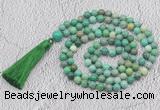 GMN696 Hand-knotted 8mm, 10mm grass agate 108 beads mala necklaces with tassel