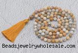 GMN697 Hand-knotted 8mm, 10mm crazy lace agate 108 beads mala necklaces with tassel