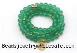 GMN7007 8mm green agate 108 mala beads wrap bracelet necklace