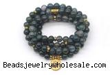 GMN7008 8mm moss agate 108 mala beads wrap bracelet necklace