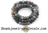 GMN7009 8mm Indian agate 108 mala beads wrap bracelet necklace