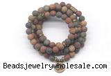 GMN7019 8mm matte picasso jasper 108 mala beads wrap bracelet necklace