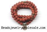 GMN7025 8mm matte red jasper 108 mala beads wrap bracelet necklace