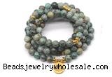 GMN7029 8mm African turquoise 108 mala beads wrap bracelet necklace