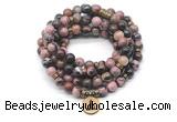 GMN7032 8mm rhodonite 108 mala beads wrap bracelet necklace