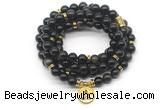 GMN7041 8mm golden obsidian 108 mala beads wrap bracelet necklace