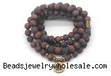 GMN7046 8mm matte red tiger eye 108 mala beads wrap bracelet necklace