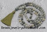 GMN705 Hand-knotted 8mm, 10mm seaweed quartz 108 beads mala necklaces with tassel