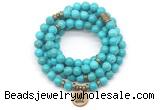 GMN7054 8mm turquoise 108 mala beads wrap bracelet necklaces