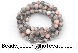 GMN7058 8mm pink zebra jasper 108 mala beads wrap bracelet necklaces