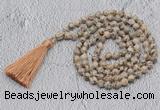 GMN706 Hand-knotted 8mm, 10mm feldspar 108 beads mala necklaces with tassel