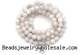 GMN7063 8mm white crazy lace agate 108 mala beads wrap bracelet necklaces