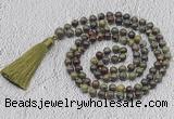 GMN716 Hand-knotted 8mm, 10mm dragon blood jasper 108 beads mala necklaces with tassel