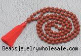 GMN719 Hand-knotted 8mm, 10mm red jasper 108 beads mala necklaces with tassel