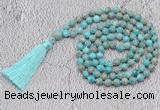 GMN720 Hand-knotted 8mm, 10mm sea sediment jasper 108 beads mala necklaces with tassel