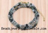 GMN7203 4mm faceted round tiny moss agate beaded necklace jewelry