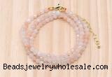 GMN7207 4mm faceted round tiny pink aventurine beaded necklace jewelry