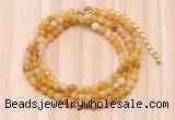 GMN7208 4mm faceted round tiny yellow aventurine beaded necklace jewelry