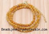 GMN7209 4mm faceted round tiny yellow jade beaded necklace jewelry