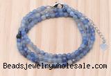 GMN7210 4mm faceted round tiny blue aventurine beaded necklace jewelry