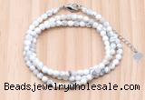 GMN7211 4mm faceted round tiny white howlite beaded necklace jewelry