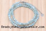 GMN7213 4mm faceted round tiny amazonite beaded necklace jewelry