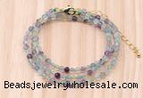 GMN7214 4mm faceted round tiny fluorite beaded necklace jewelry