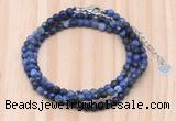 GMN7217 4mm faceted round tiny sodalite beaded necklace jewelry