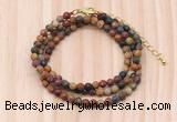 GMN7232 4mm faceted round tiny picasso jasper beaded necklace jewelry