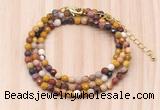 GMN7233 4mm faceted round tiny mookaite jasper beaded necklace jewelry