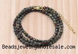 GMN7238 4mm faceted round tiny dragon blood jasper beaded necklace jewelry