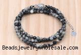 GMN7240 4mm faceted round tiny black water jasper beaded necklace jewelry