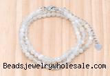 GMN7252 4mm faceted round tiny white moonstone beaded necklace jewelry