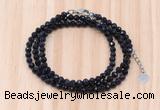 GMN7266 4mm faceted round blue goldstone beaded necklace jewelry