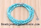 GMN7269 4mm faceted round amazonite beaded necklace jewelry