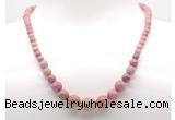 GMN7301 pink wooden jasper graduated beaded necklace & bracelet set