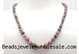 GMN7317 rhodonite graduated beaded necklace & bracelet set