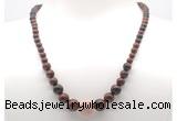 GMN7318 mahogany obsidian graduated beaded necklace & bracelet set